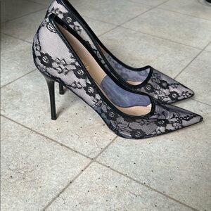 Elegant Black Lace Pointed Toe Heels